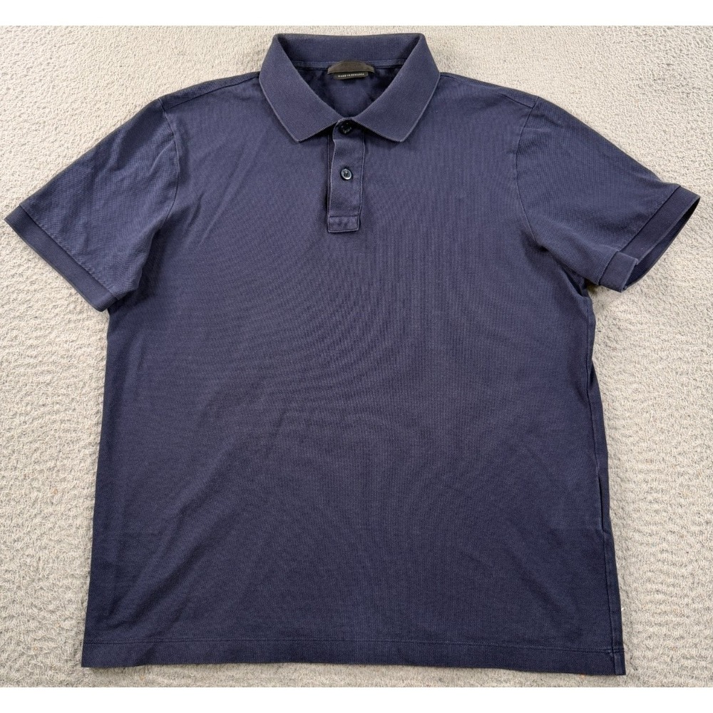 Prada Milano Black Tag Polo Shirt Mens Medium Navy Blue Short Sleeve 2016
